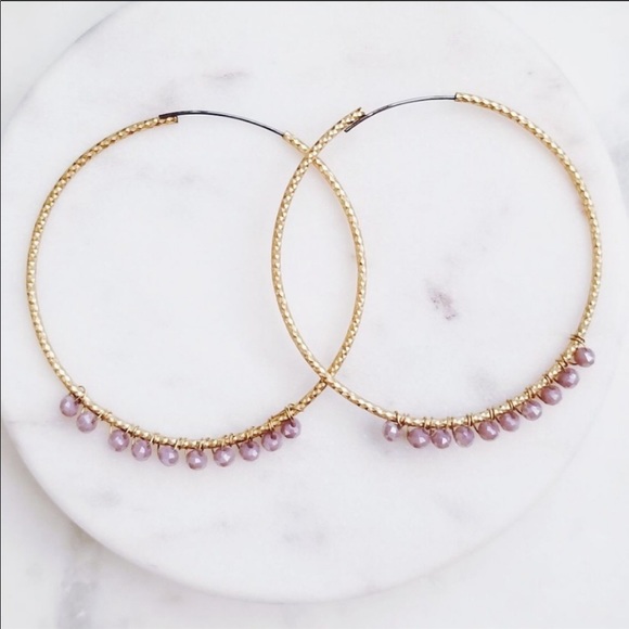 Beaded hoop earrings - Picture 2 of 3